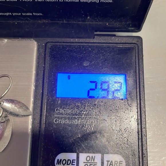 2” silver tone leafy cascade chandelier dangle earrings on wires - Picture 8 of 9